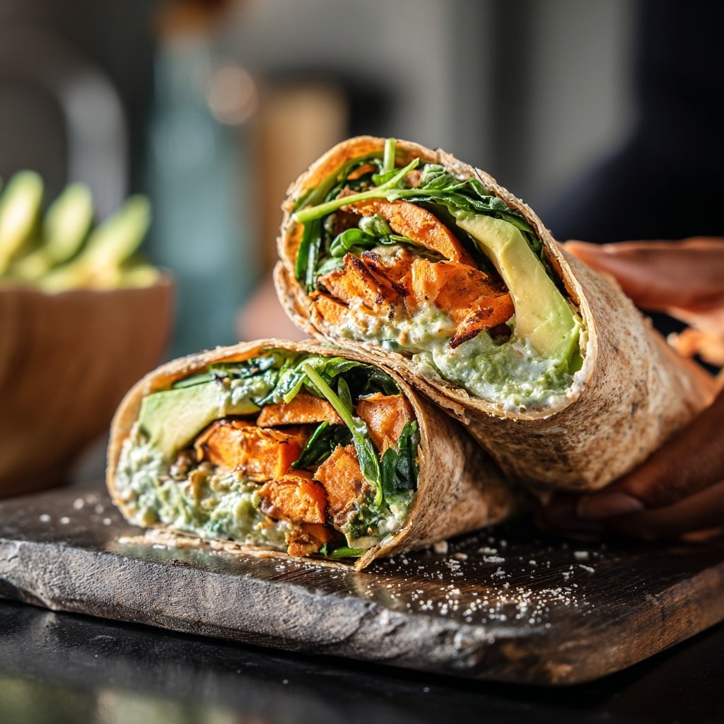 Healthy Lunch Roasted Sweet Potato Wraps