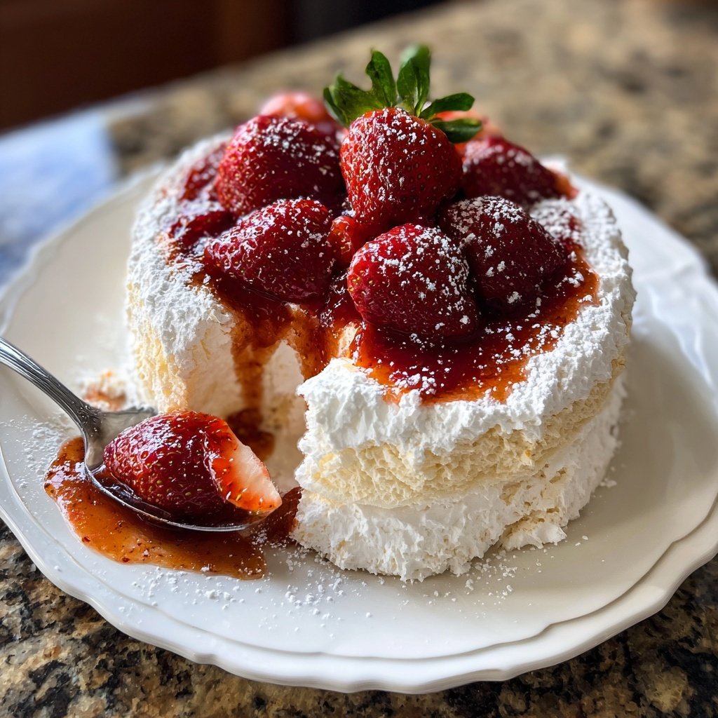 Light And Fluffy Strawberry Angel Food Dessert