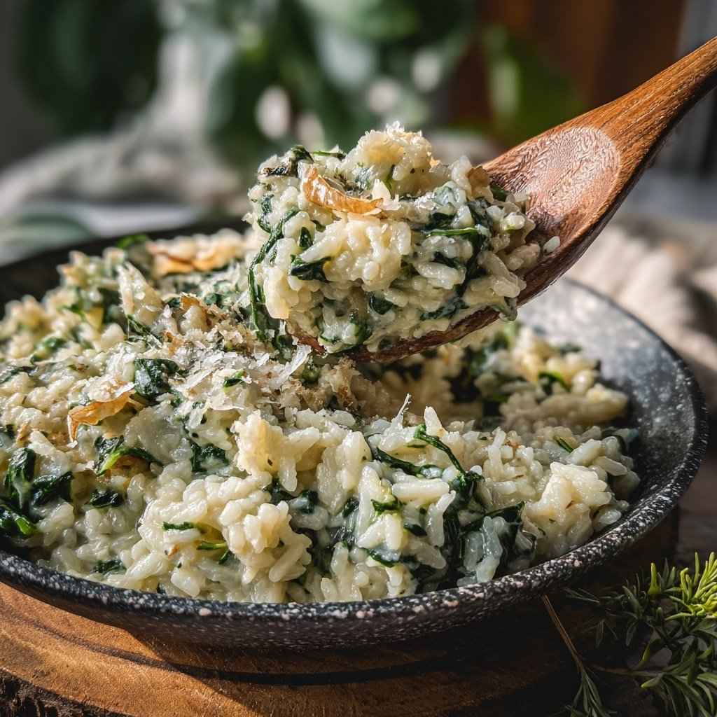 Creamy Spinach Garlic Rice