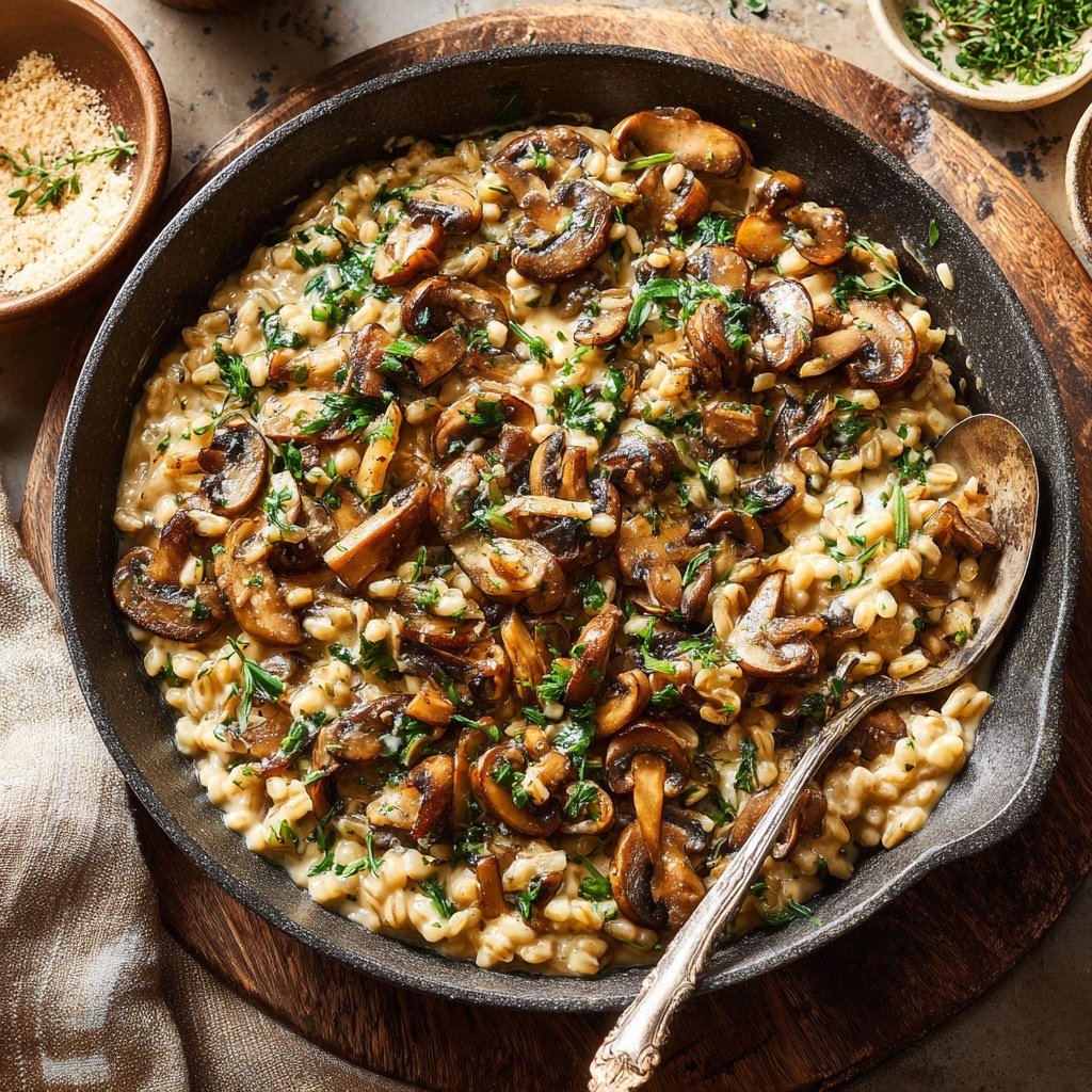 Creamy Mushroom Barley Skillet